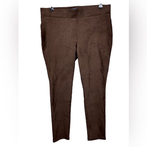 NYDJ Basic Faux Suede Stretch Legging Pants in Dark Chocolate Womens 12 Petite - Picture 1 of 8